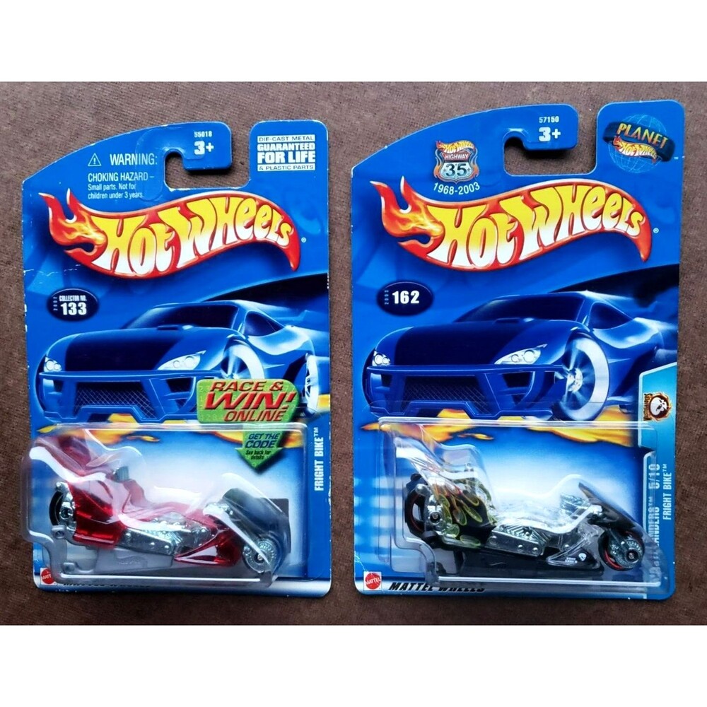 Hot Wheels FRIGHT BIKE WASTLANDERS Clear 162 & MAINLINE Series Clear RED 133 LOT